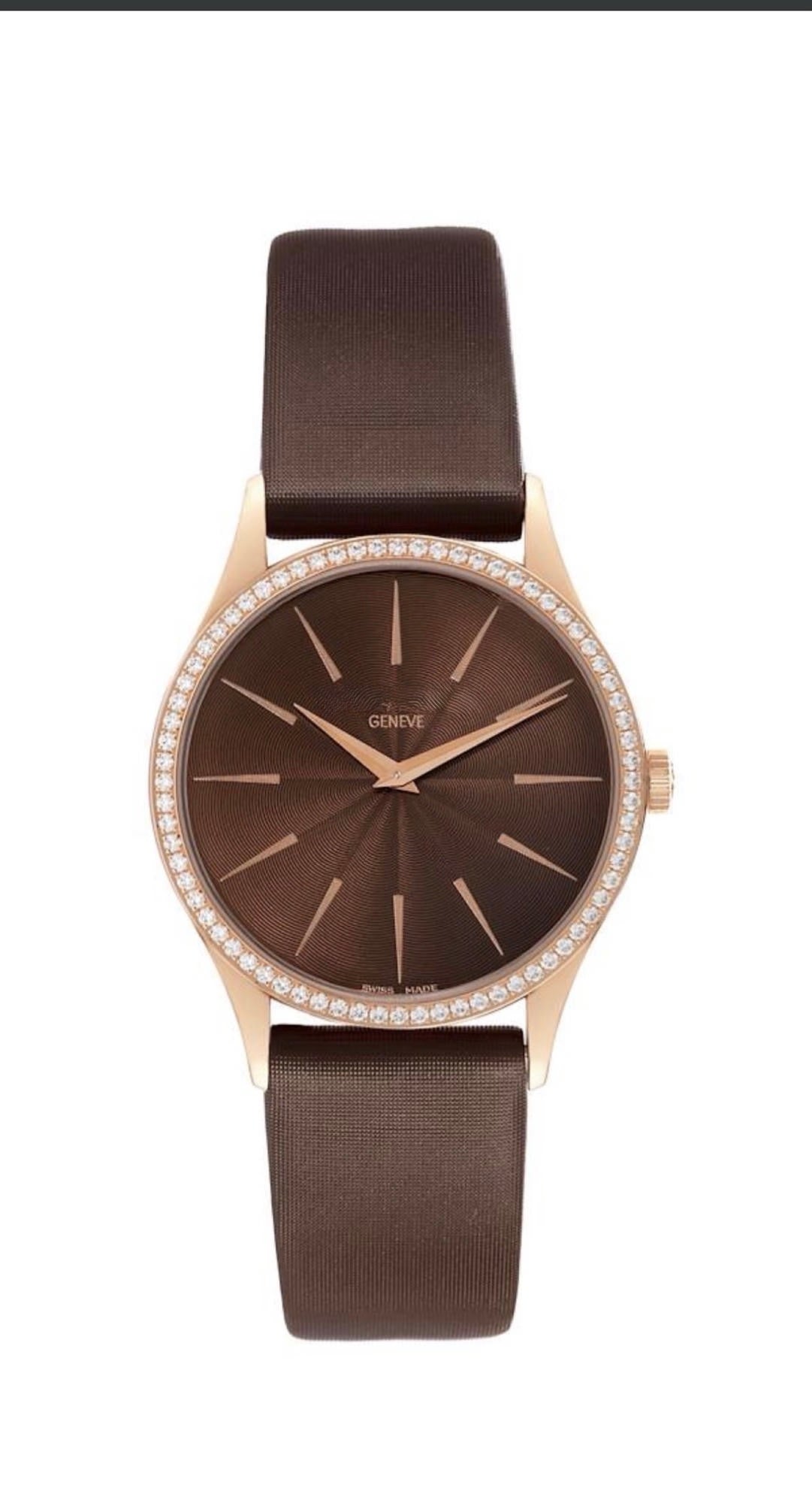 Calatrava Rose Gold Brown Dial Diamond Ladies