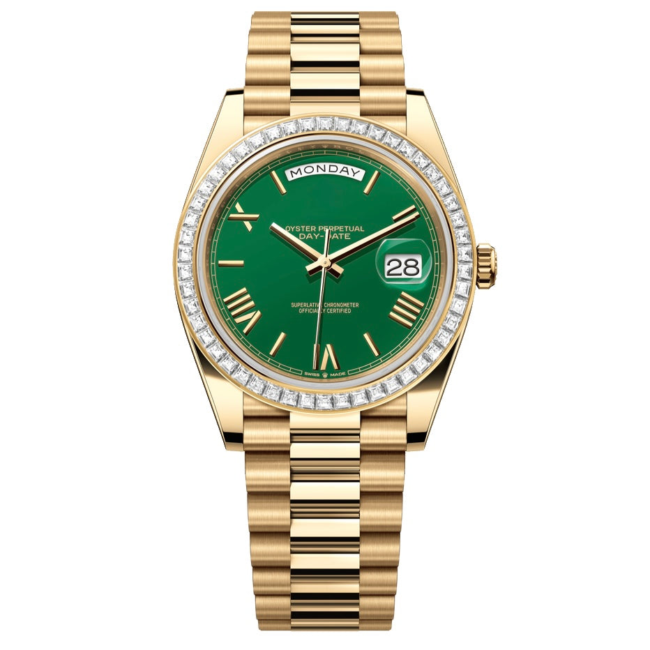 Day-Date 40mm Diamonds Roman Green